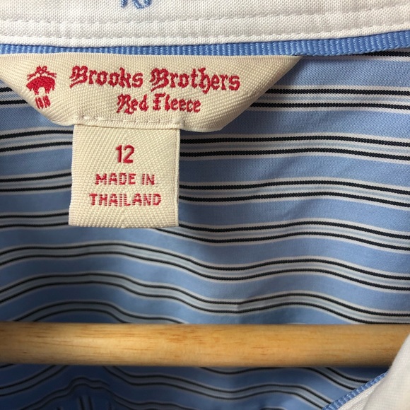 Brooks Brothers Red Fleece Shirt Dress12 Belted L/S Striped Embroidered Nautical - Picture 5 of 7